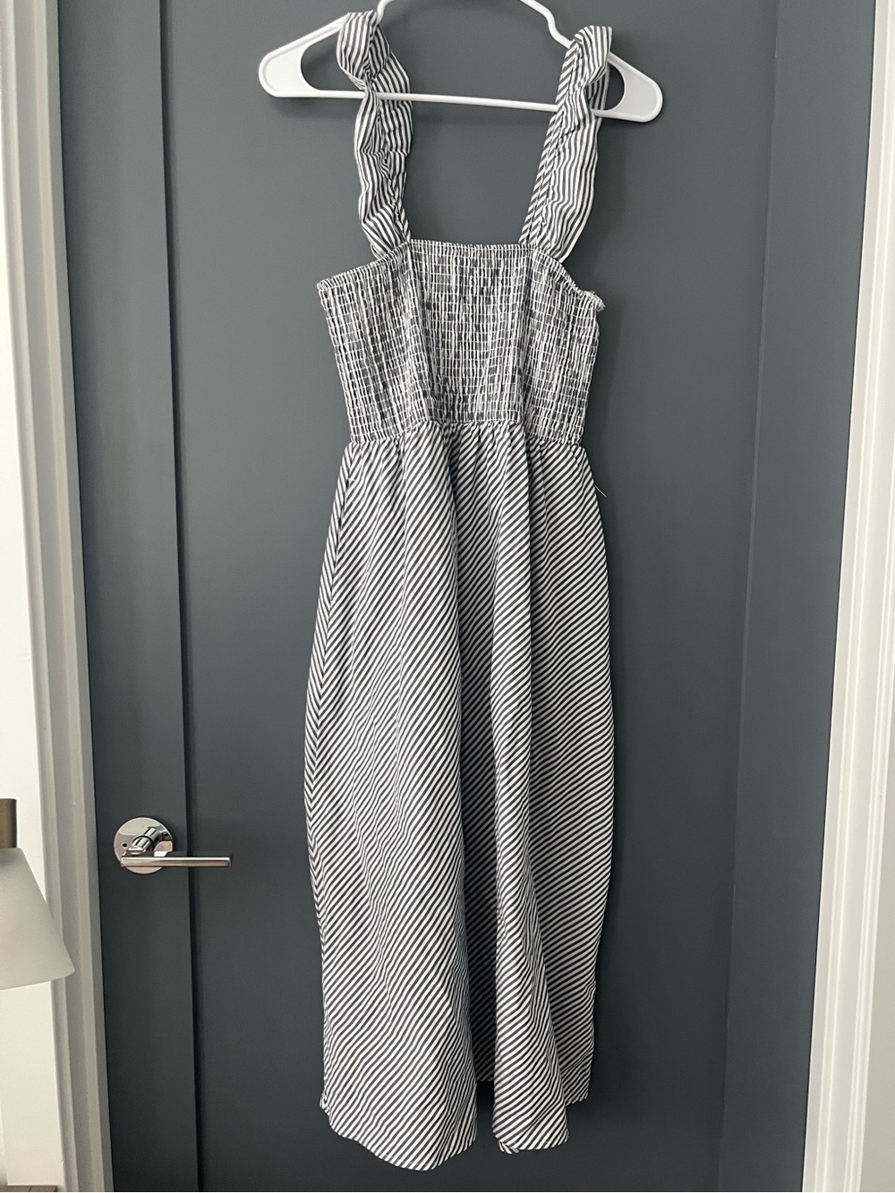 100% COTTON⚓️2 POCKETS⚓️Small Midi Dress⚓️navy and white stripe